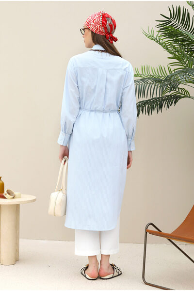 HEQA Rüzgarlıklı Uzun Gömlek Buz Mavi