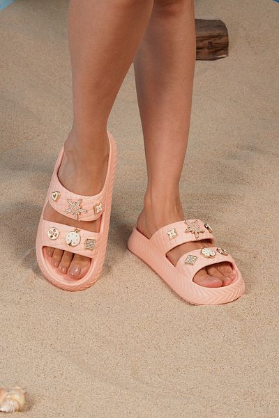 Beyond Papuci Eva de damă cu piatră de somon cu accesorii 3cm BYNDEVÇBT01