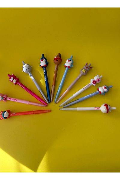 tiny wood Set of 2 Animal Figured Versatil Tip Pens |   0.7 Tip |   School Gift Pen