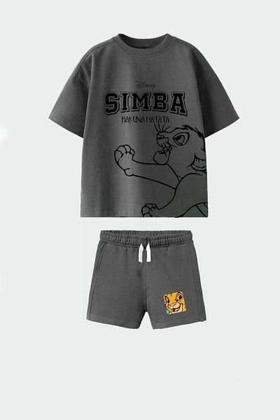 Monila Boys Cotton Crew Neck Lion Printed Tshirt and Shorts Bottom Top Set