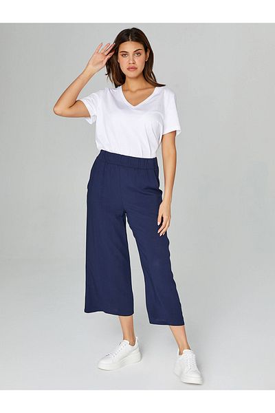 Faik Sönmez Women's Wide Leg Viscose Capri 25Yb00080