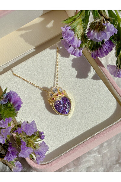Reorah Collection Rapunzel Heart Crown Kolye 925 Gümüş-altın Kaplama