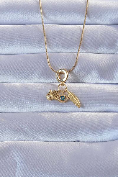 Skygo 316L Gold Color Zircon Stone Fatma Mother Hand Leaf Necklace - Tj-Bko9283