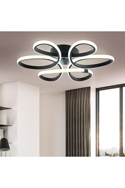 Elektroyou Linup Modern Siyah Plafonyer Tavana Sıfır Beyaz Işık Salon Mutfak Yatak Odası Led Avize