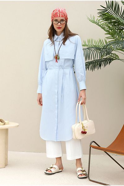 HEQA Windbreaker Long Shirt Ice Blue