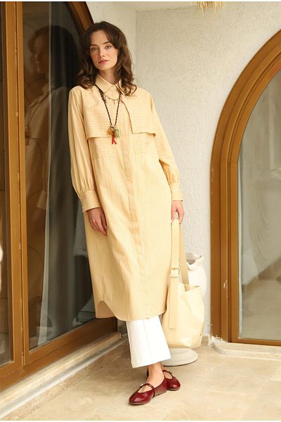 HEQA Windbreaker Long Shirt Light Camel