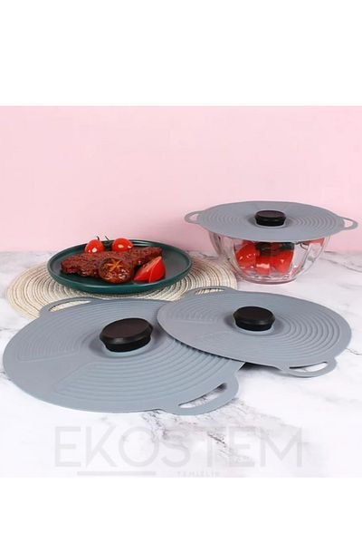 Ekostem 3 Pack Silicone Heat Protector Pot and Pan Lid - Odor Proof - Eucalyptus