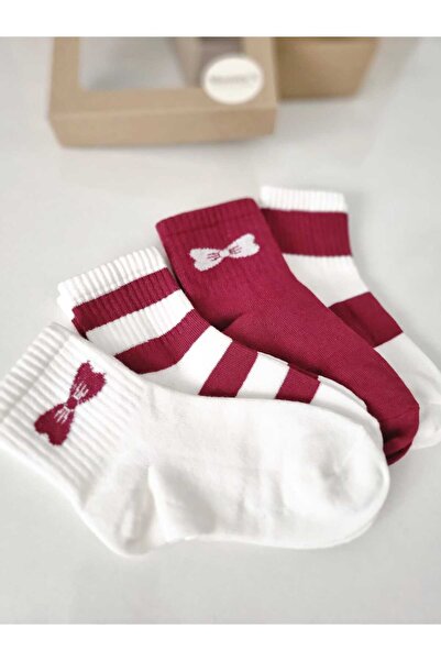 Moonys Socks Collection Комплект чорапи за момичета – бордо и бяло