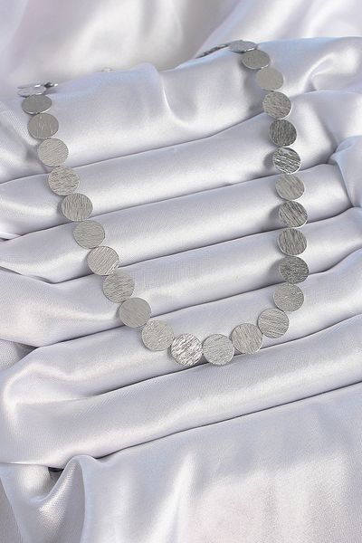Skygo Brass Silver Color Circle Plate Model Women's Necklace - Tj-Bko9347