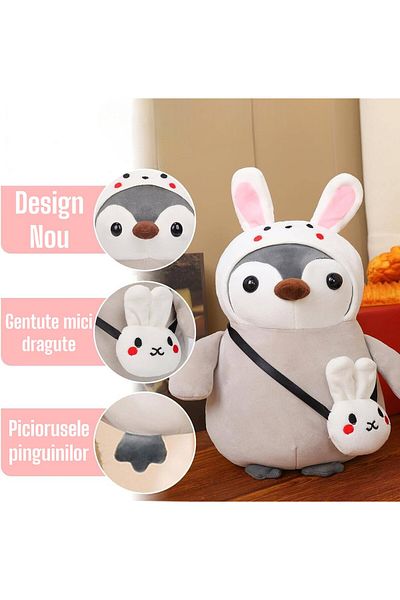Malvys Malvys® Plush Toy, Rabbit Penguin, Grey/White, 25 cm