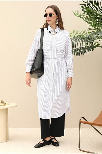 HEQA Windbreaker Long Shirt White
