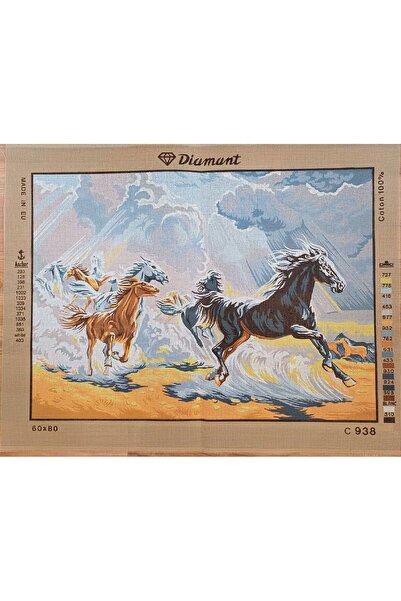 gobelin 60*80 cm Gobelin Baskılı Atlı Goblen ipsiz