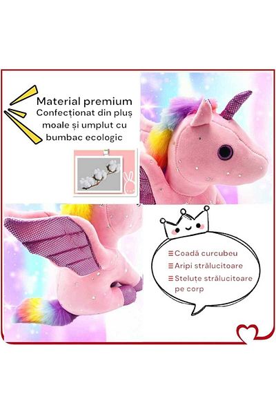 Malvys Malvys® Plush Toy, Unicorn with Angel Wings, Pink, 30 cm