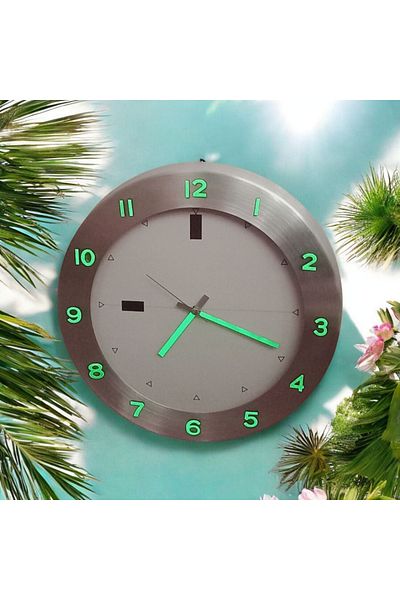 Bahat Phosphorescent 3D Embossed Numeral Metal Wall Clock Diameter 36 cm