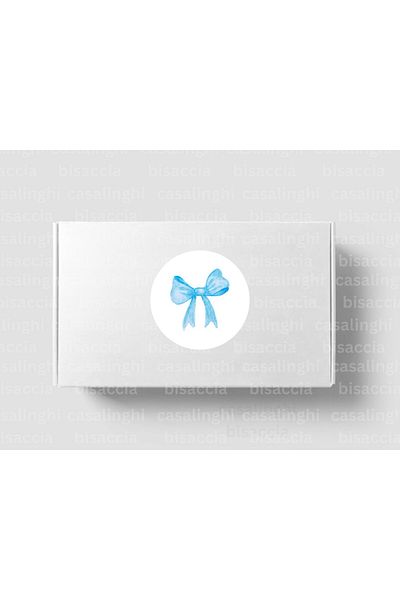 CASALINGHI 3 cm (95 Pieces) - Blue Bow Printed Label Ribbon Bow Round Matte Sticker Round Sticker