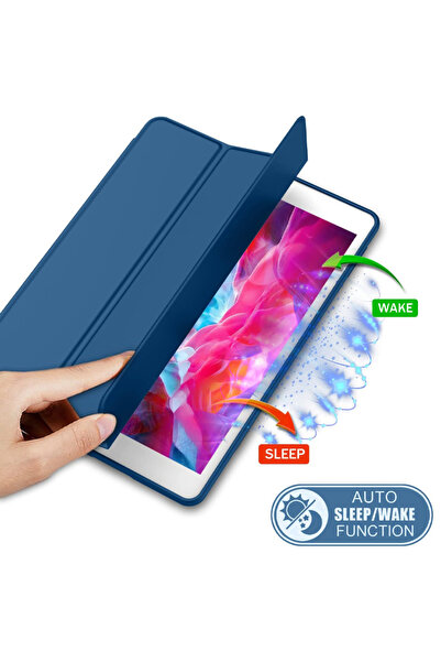 REDz Accessories Husă tip carte cu suport pentru pix pentru Apple iPad Mini 4/5, protecție completă, pliabilă, albastru marin