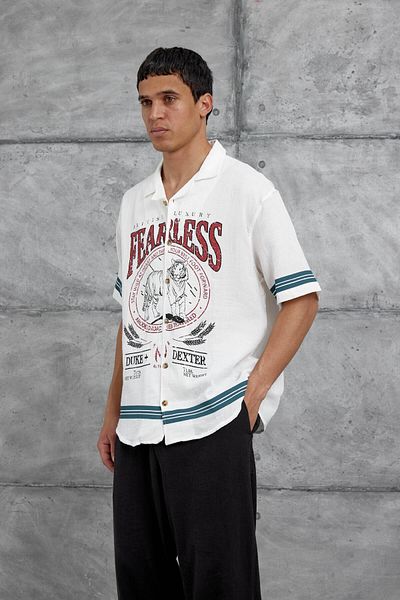 NOMARC Λευκό πουκάμισο με στάμπα FearLess Oversize