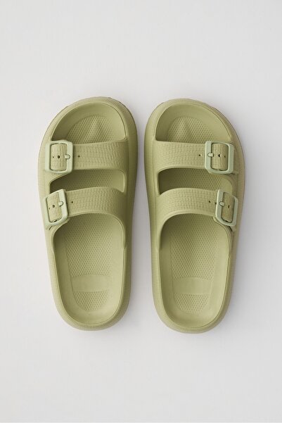 OZYO Leon Oily Green Double Buckle Men's Beach Slippers