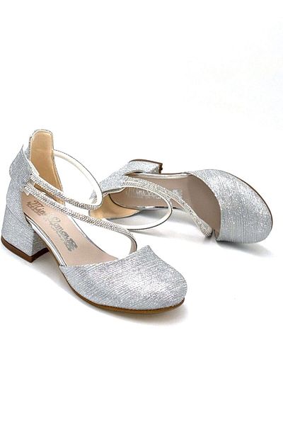 KİNDEP Kindep Mini Fata Copii Pantofi de seara cu toc inchis SILVER