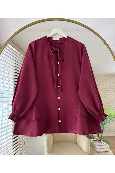 ensade Poplin Women's Shirt with Bow Collar - Casual and Office Chic Together