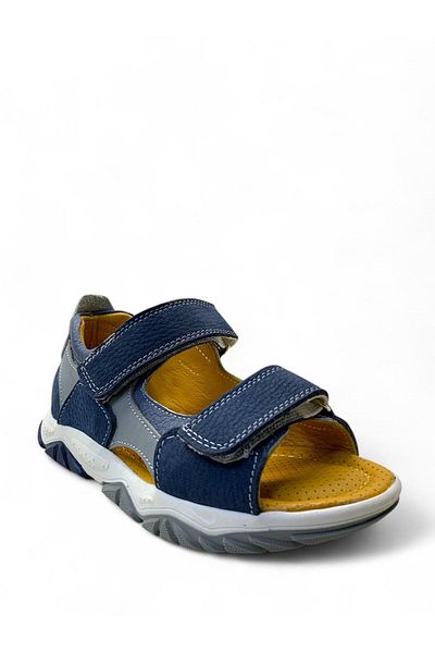 Tuğba Ortopedi 246 Orthopedic 100% Khaki Leather Boy's Navy Blue Corset Sandals