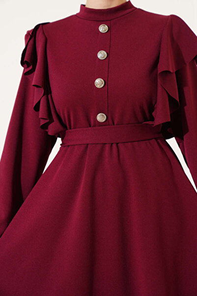 VOLT CLOTHİNG Women's Shoulder Ruffled Button Detailed Two-Piece Suit