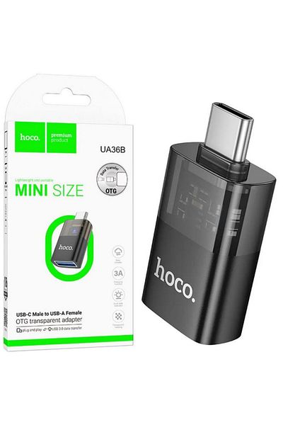 REDz Accessories Adaptor Hoco UA36B, USB mamă la Type-C mascul, 3A, transfer date OTG 480Mbps, Negru