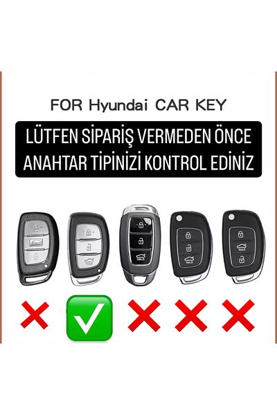 YıldızTuning For Hyundai Bayon Elantra Ix35 I20 I30 I40 Accent Key Case Cover Without Sustas Black-Gold
