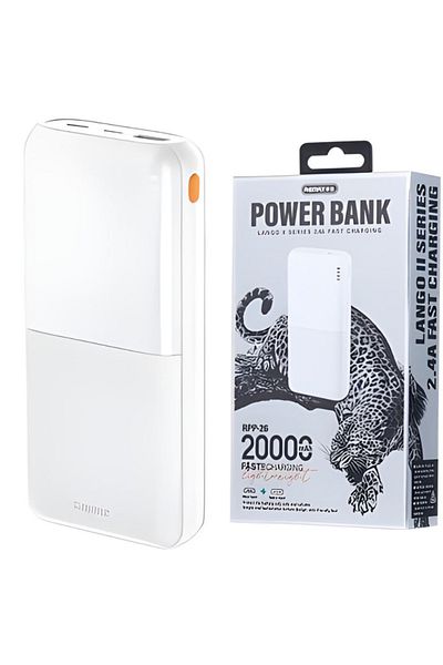 REDz Accessories External Battery 20,000mah, Remax Rpp-26, Usb Type-c Microusb, Led Indicator, White