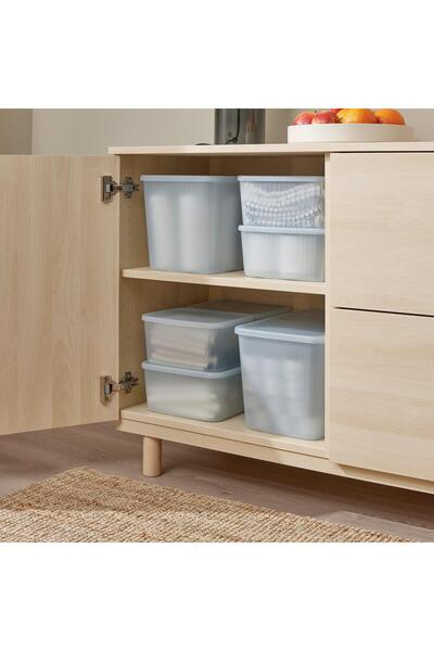 IKEA Rykta Box with Lid Transparent Gray-Blue 18X24X12 Cm/3.5 Lt