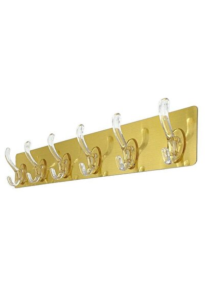 sanal trend 2 τεμάχια Χρυσή Μονοκόμματη Αυτοκόλλητη Κρεμάστρα με 6 Γάντζους