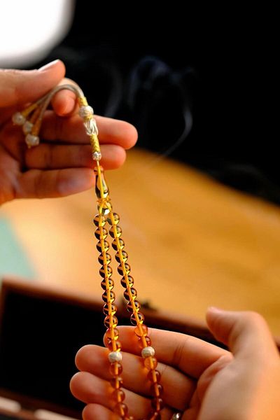 dergah tesbih Rare Color Transparent Drop Silver Kazaz Design