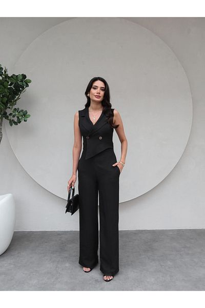 ESRAHELVACI E.H Special Black Double Pearl Jumpsuit