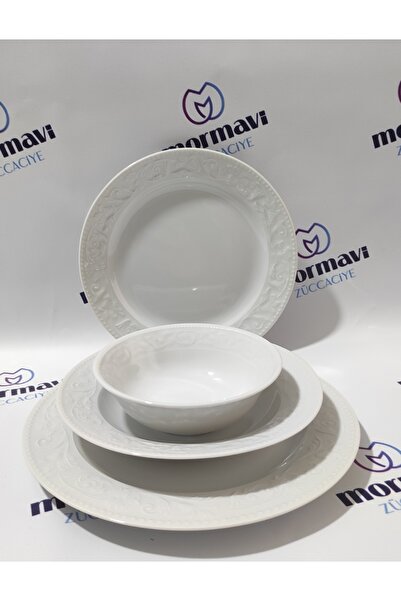 Porland PORSELEN HAZAN 24 PARÇA 6 KİŞİLİK YEMEK TAKIMI ( PASTA TABAĞI BÜYÜK)