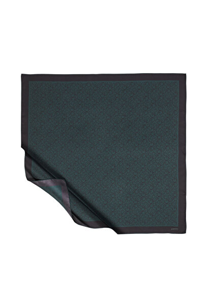 ipekevi Typo Monogram Pine Green Tivil Silk Scarf / 01119