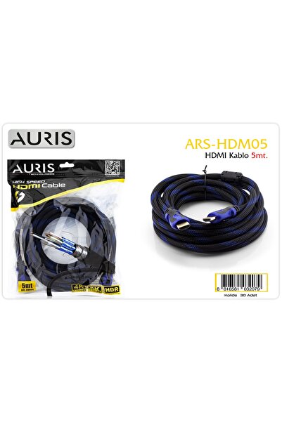 Auris ARS-HDM5 5 mt Örgülü 8K HDR HDMI Kablo