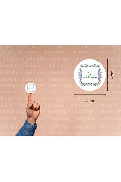 CASALINGHI Arabic Mashallah Tag Colorful Round Matte Sticker Baby Shower Celebration Mevlit 4 cm (90 Pieces)