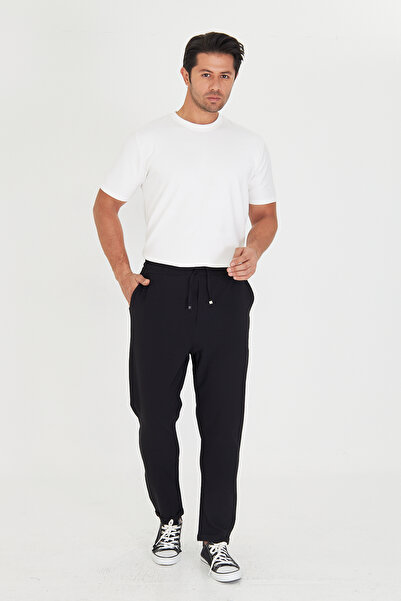 ZİNOX Men's Elastic Waist Lace-Up Double Leg Slim Fit Jogger Trousers