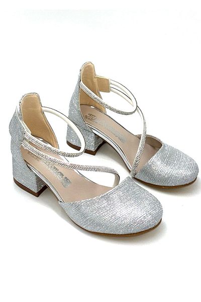 KİNDEP Kindep Mini Fata Copii Pantofi de seara cu toc inchis SILVER