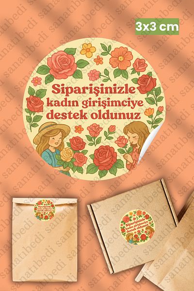 sanatıbedi 50Pcs Women Entrepreneur Package Packaging Shipping Product Label Adhesive Sticker 3X3Cm