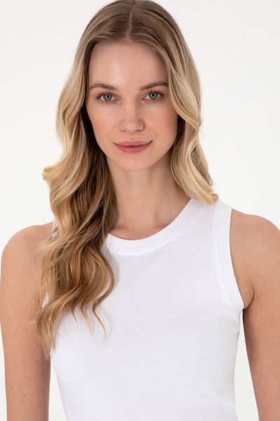 U.S. Polo Assn. Tricou de bază alb fără mâneci pentru femei 50305841-vr013