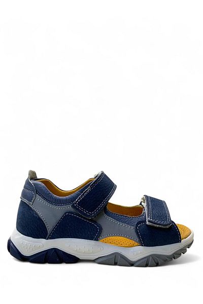Tuğba Ortopedi 246 Orthopedic 100% Khaki Leather Boy's Navy Blue Corset Sandals
