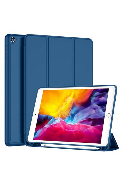 REDz Accessories Husă tip carte cu suport pentru pix pentru Apple iPad 10.2 inch 7/8/9, 2019/2020/2021, pliabilă, albastru marin