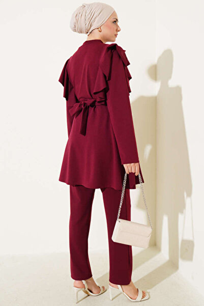 VOLT CLOTHİNG Women's Shoulder Ruffled Button Detailed Two-Piece Suit