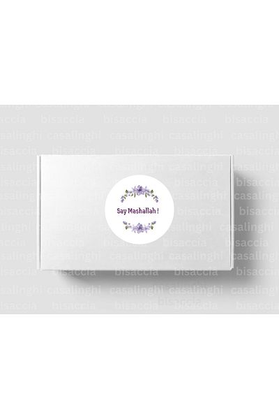 CASALINGHI English Say Mashallah ! Tag Round Matte Sticker Purple Mashallah De Nazar Değin 3 cm (95 Pcs)