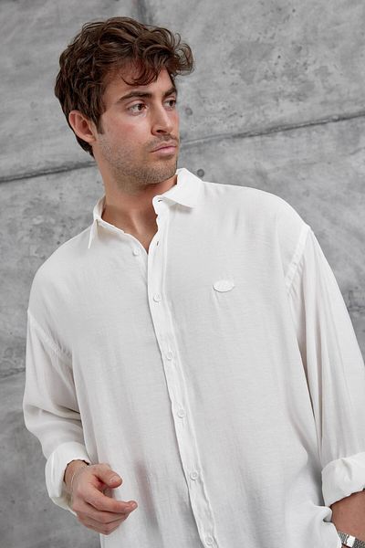 NOMARC Πουκάμισο Oversize από ύφασμα White Modal