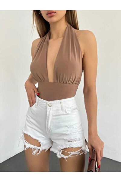 Zeliza Moda Evi Lazer Yırtık Detaylı Mini Kadın Kot Denim Şort