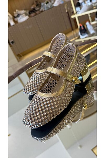 KRISTE BELL İthal File Taşlı Kalın Topuklu Kadın Ayakkabı