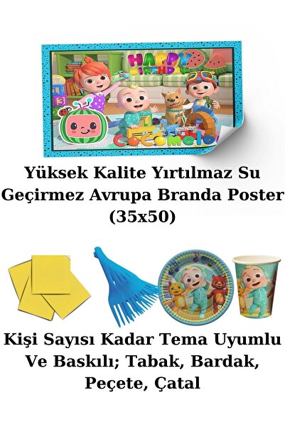 Cocomelon 40 People Birthday Party Supplies Ornaments Set with Banners