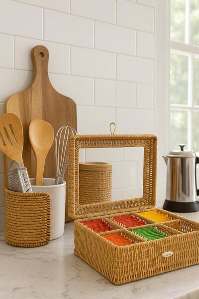 Genel Markalar Örme Çay Kutusu, Saklama Kutusu, Organizer, Takı Kutusu Büyük Boy